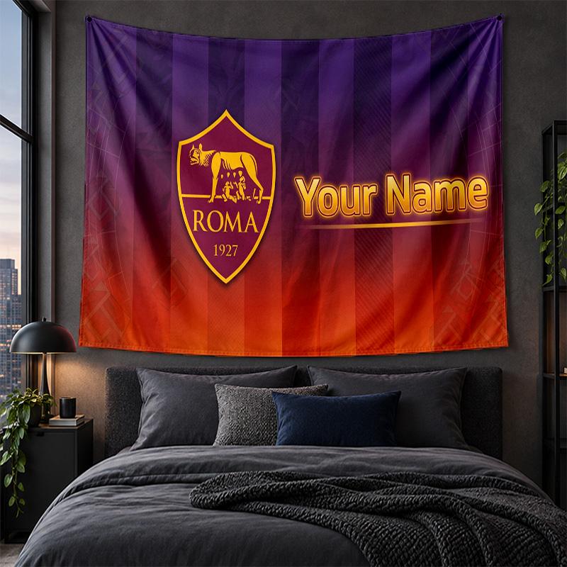 Arazzo Personalizzato da Appendere alla Parete Tessuto Artistico Sfondo con Motivo AS Roma FC