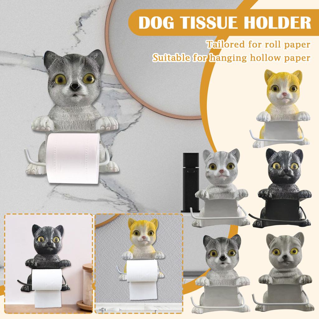Porta-toalhas de Papel Gato, Porta-toalhas de Papel Gato 3D Divertido, Decoração para Banheiro Cozinha Suporte de Armazenamento de Papel Higiênico Montado na Parede
