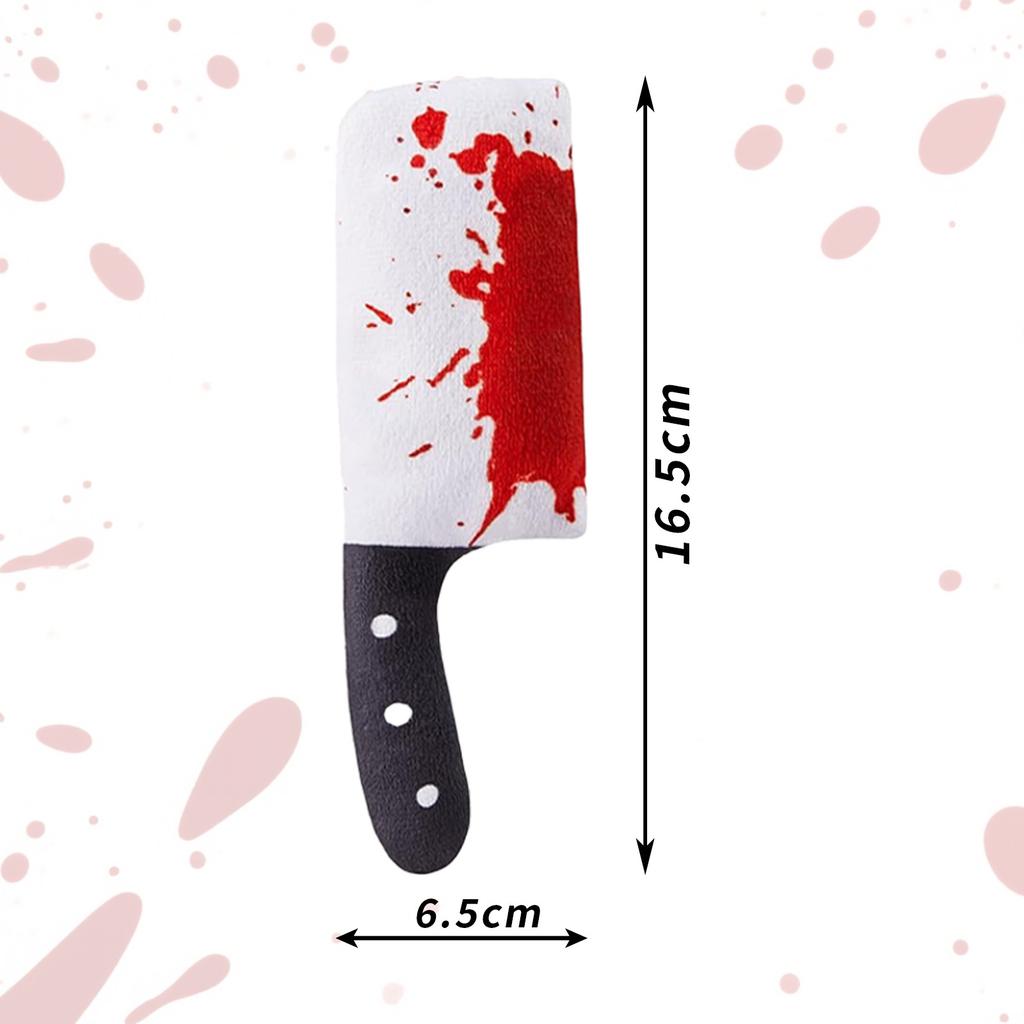 Halloween Plush Knife Axe Cat Toy, 4Pcs, Crinkle Sound with Catnip, Interactive Bite Toy for Kitten Indoor Play