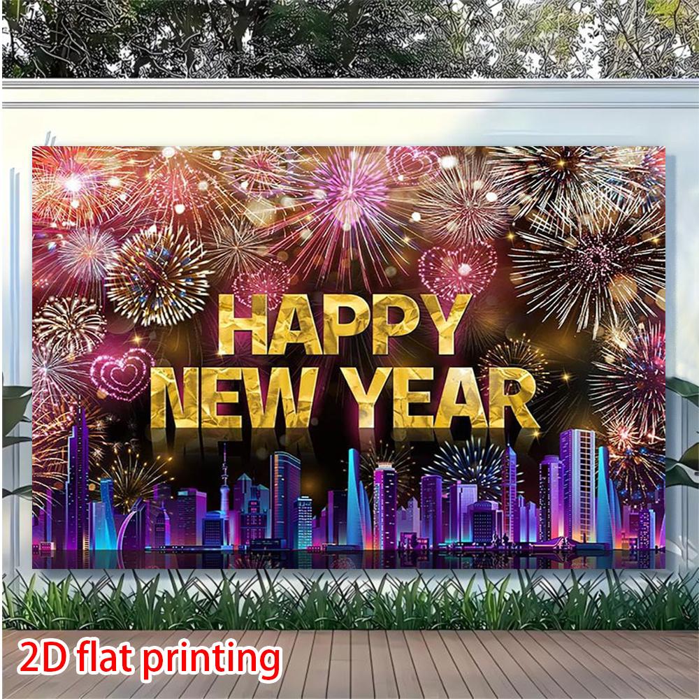 VIKAMA Tapiserie Anul Nou Focuri de Artificii Orbitoare Vedere de Noapte a Orașului Fundal Perete Living Decorare Petrecere de Revelion