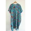 Indisches türkises langes Vogeldruck-Maxikleid aus Baumwolle für Damen im Boho-Stil, Nachtwäsche, Kaftan, CKFTN-SCRN-FULL-BUYIT-010