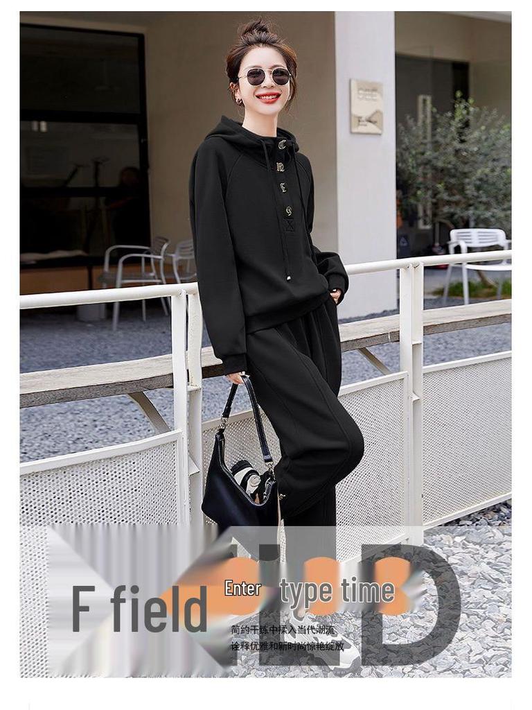 Women's Plus Size Loose Tracksuit - 2025 Autumn/Winter Fashion Sweatshirt Two-Piece Set