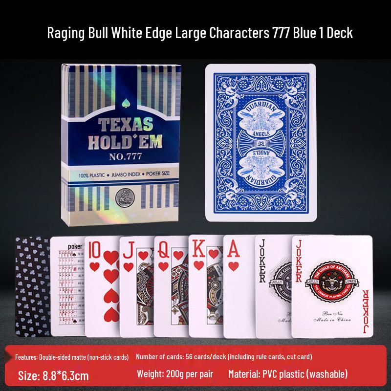 New Ben Niu 777 Texas Hold'em Large Print Frosted Plastic Poker Cards - Waterproof & Durable