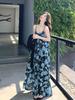 French Blue Floral Strappy Maxi Dress - Summer 2026 Women's Unique Design