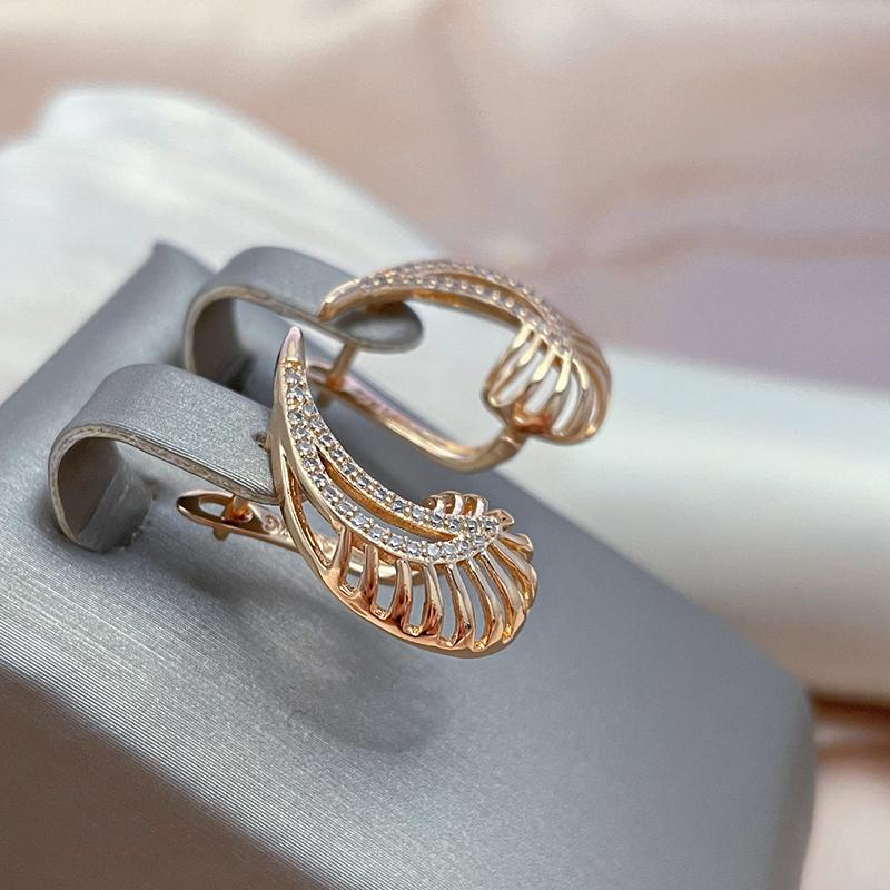 Kinel Rose Gold Water Drop Örhängen För Kvinnor Vit Zirkon Inställning