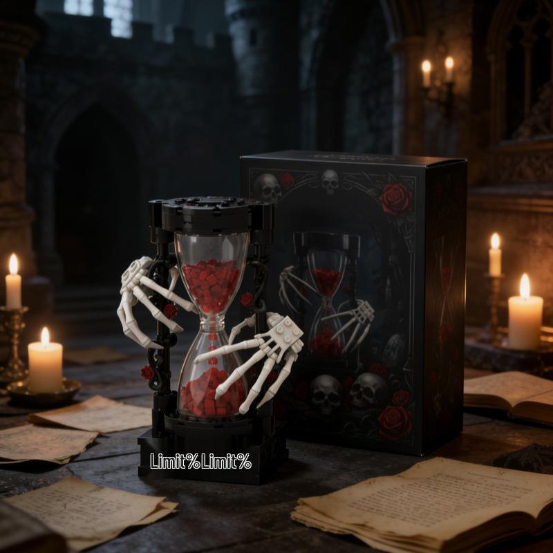 Skull Rose Flower Building Blocks - Creative Gothic Decoration Model Compatible with Lego, Perfect Gift Custom Color Box, Inquire Separately
