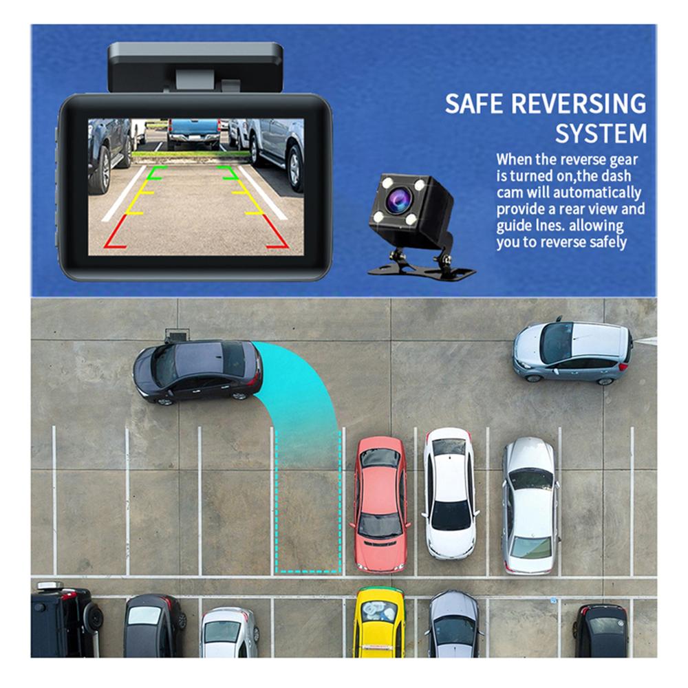 3-Kanal-Dashcam fürs Auto, Videorecorder, Full HD 1080P, Infrarot-Nachtsicht, DVR, Parkmonitor, G-Sensor, Auto-Blackbox, Dashcam