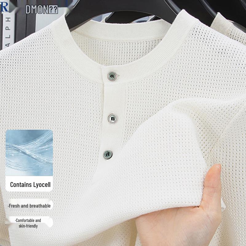 Мужская дышащая футболка-henley из смеси лиоцелла Luomeng XL
