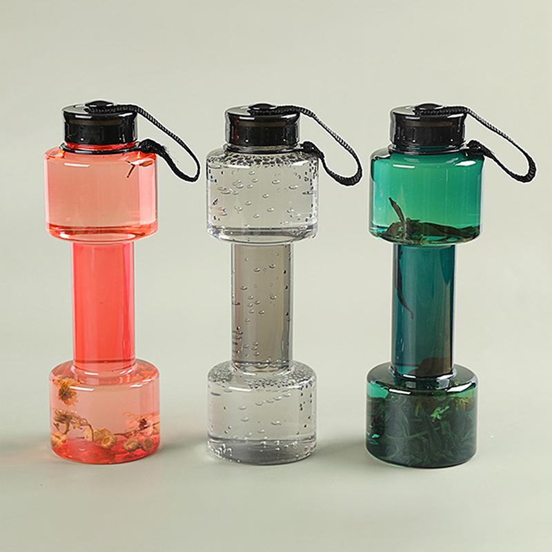 550ml Hantelförmige Sport-Wasserflasche Kessel Pet Outdoor Unzerbrechlich Fitness Radfahren Gym Reise Auslaufsicher Wasserbecher