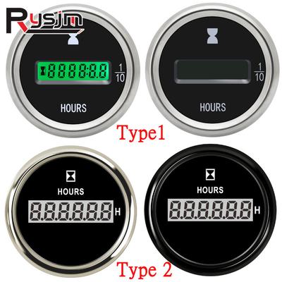52mm 12V/24V Hours Gague Hour Meter Waterproof Clock Gauge Hourmeters For Marine Boat Car Truck Green/Red LED Backlight