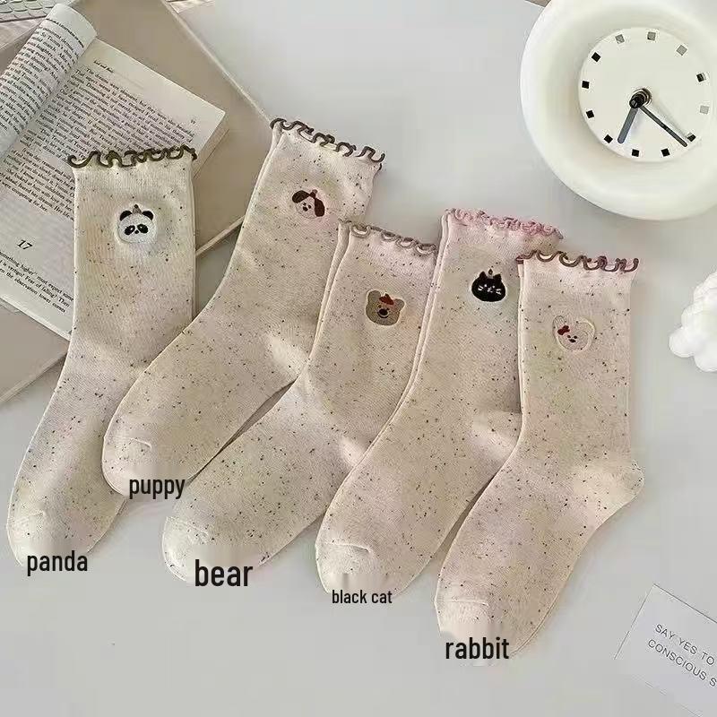

Весенне-осенние хлопковые женские носки до середины икры с принтом котят - Универсальные, Тонкие, Декоративные, Нишевый стиль Rabbit