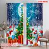 2pcs,2D Plane Printing Creative Curtains Cute Snowmen Christmas Trees (3) Durable 100% Polyester Fabric (without Rod)