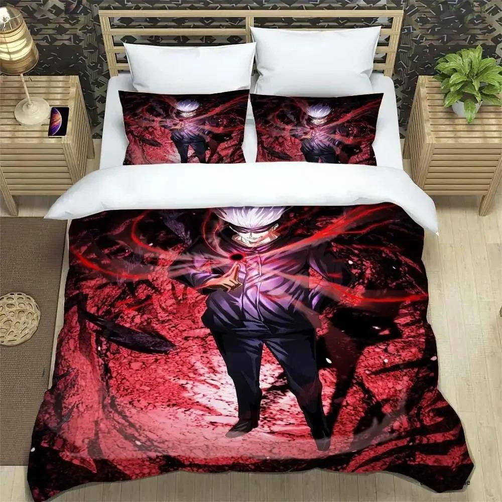 3D Anime Jujutsu Kaisen Satoru Gojo Χριστουγεννιάτικο Δώρο King Twin Διπλό Παιδικό Σετ Κλινοσκεπασμάτων Μικροΐνες ή Πολυεστερικό Σετ Παπλωματοθήκης