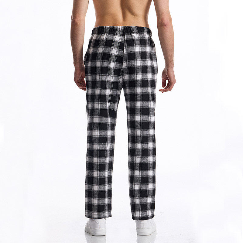 Men's Casual Pants Summer Autumn Checkered Print Pants Loose Fit Elastic Waistband with Drawstring Stylish and Comfortable