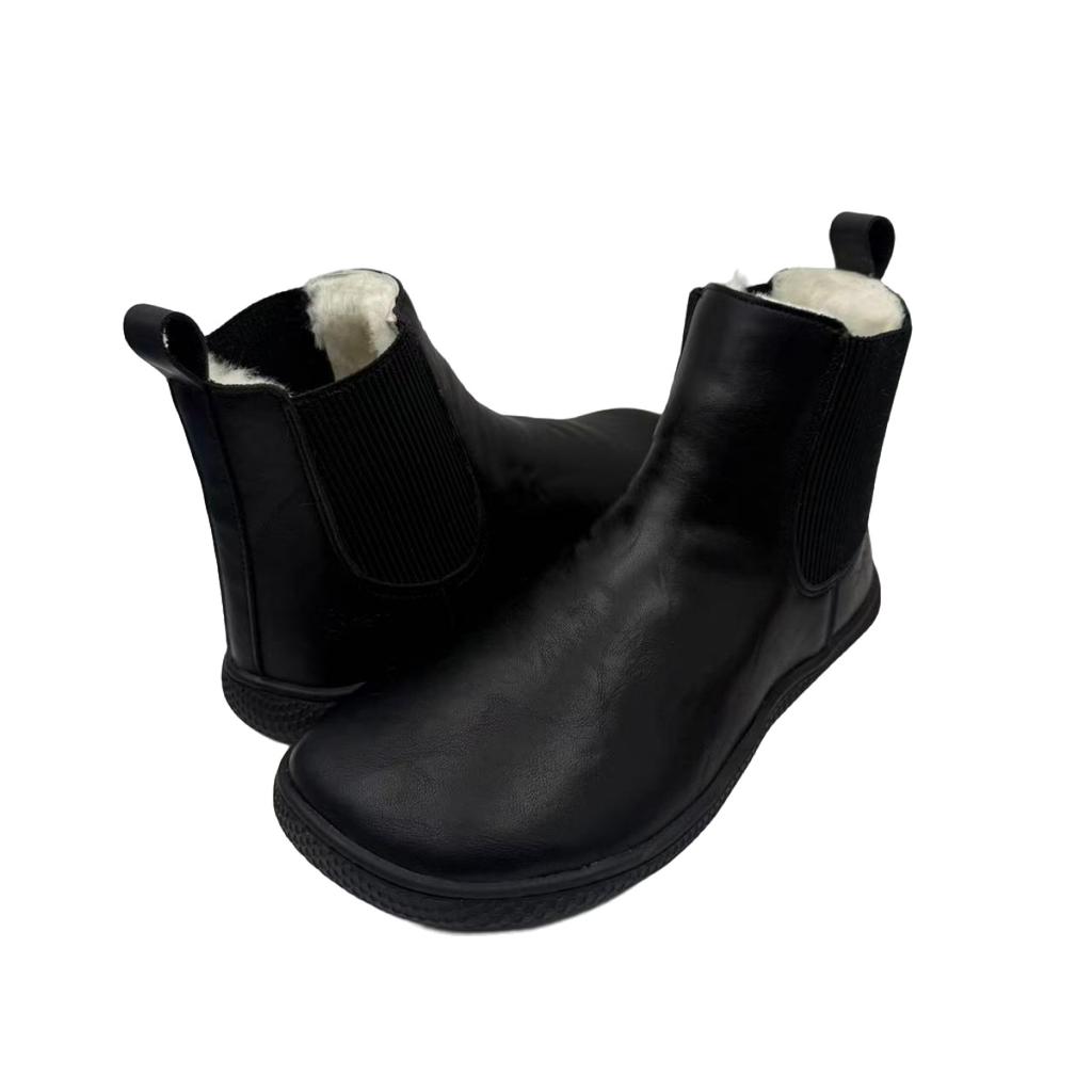 Winter Chelsea Barefoot Genuine Leather Winter Boots  Warm Real Natural Fur Linning And Insole Women Zero Drop Sole