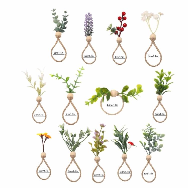 6Pcs Simple Napkin Holder Artificial Green Leaf Napkin Rings for Parties Dinner Wedding Banquets Table Decoration