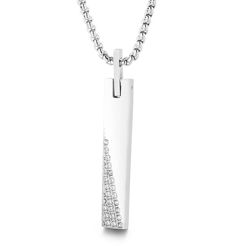 

Hip Hop Gold Color Pendant Necklace Men s Women s Stainless Steel Cubic Zircon Charm Rock Jewelry Shiny Square Accessories 50cm серебряный
