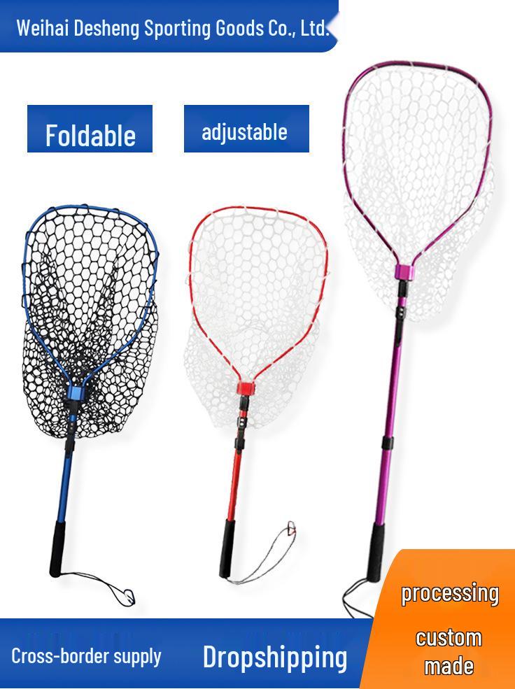 Retractable Quick-Dry Non-Hooking Silicone Fishing Net with Aluminum Alloy Frame