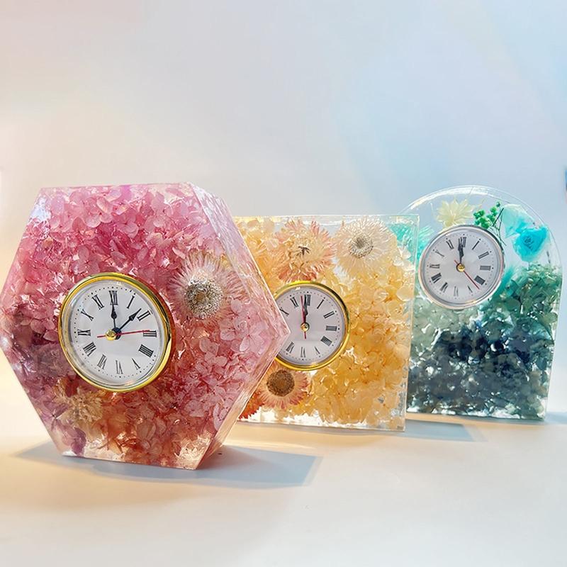 Bookend Table Clock Resin Mould Hexagonal Square Oval Rectangular Silicone Mold for Preserving Flowers Diy Wedding Gift
