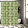 Green Geometric Shower Curtain Waterproof Bathroom Decor Modern Floral Print Home Decor Privacy Screen Customizable Size For You