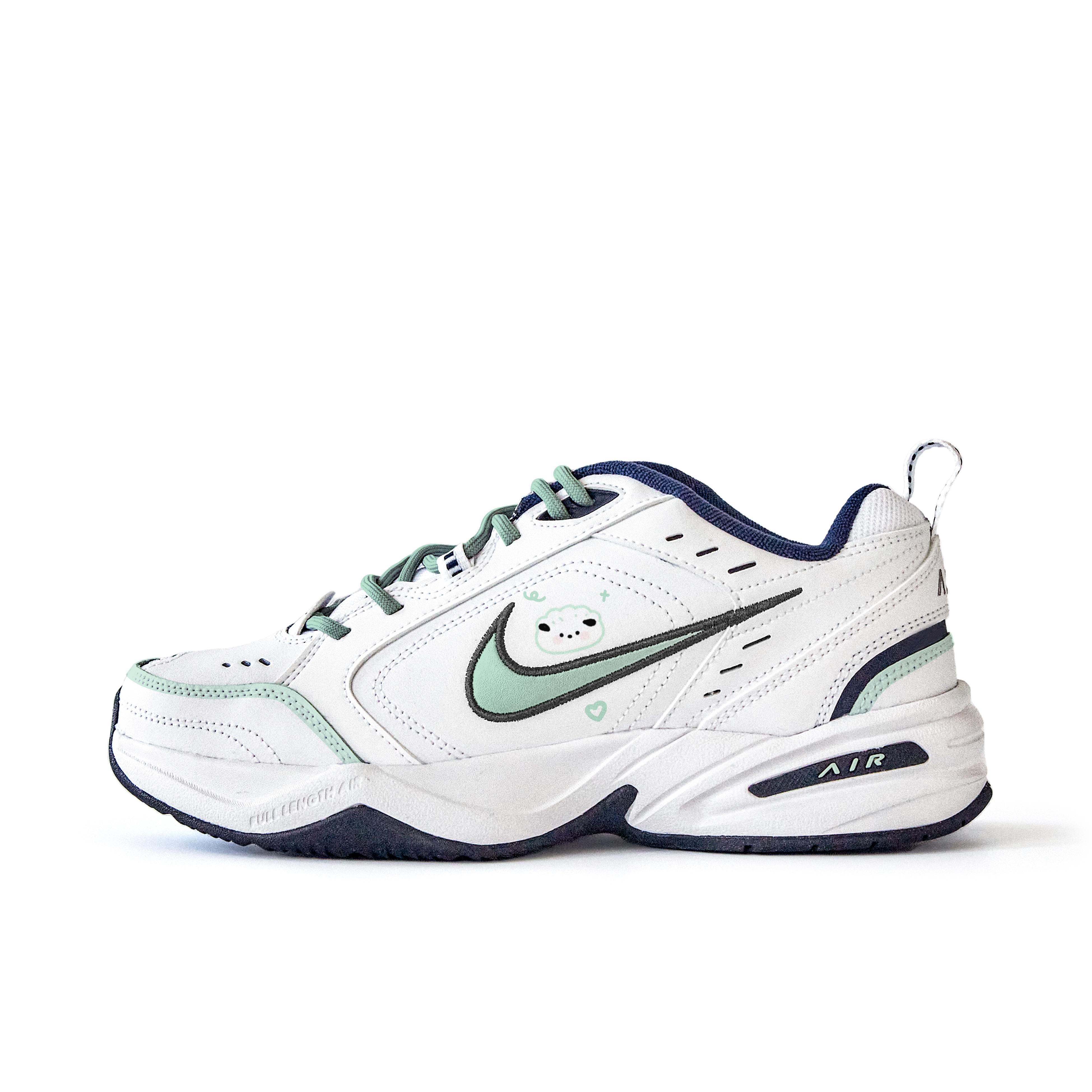 

Nike Air Monarch 4 Slip Resistant Abrasion Resistant Low top Chunky Sneakers Unisex White 415445-102(Team354-) 43