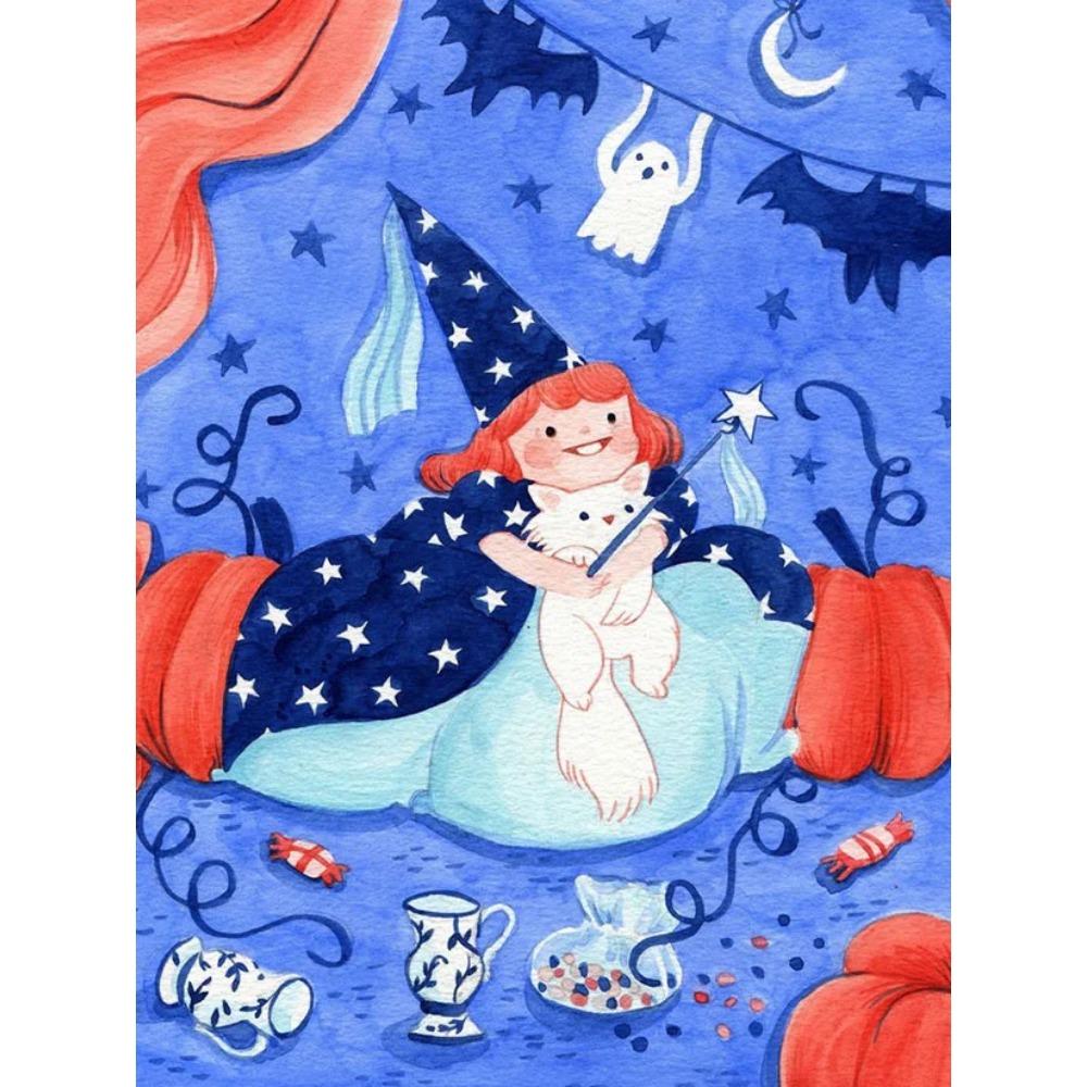 Diamond Painting Full Drill Watercolor Animal Round Diamond Painting Cartoon Scene Cat Diy Diamond Mosaic Painting Home Decoration