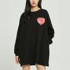 Calvin Klein Cotton Heart Letter Print Long Sleeve Dress Women Dresses Black J218677-BEH