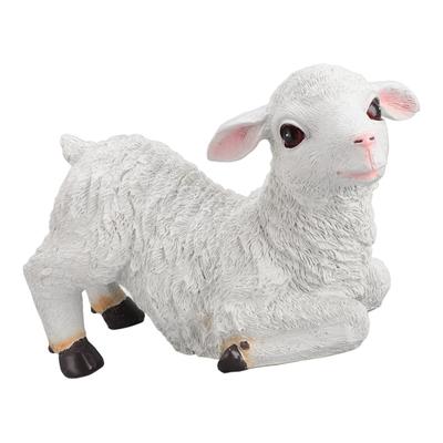 Resin Sheep Ornament Multipurpose Cute Vivid Fine Crafted Waterproof Garden Sheep Statue for Outdoor Indoor 35x14x20.5cm / 13.8x5.5x8.1in