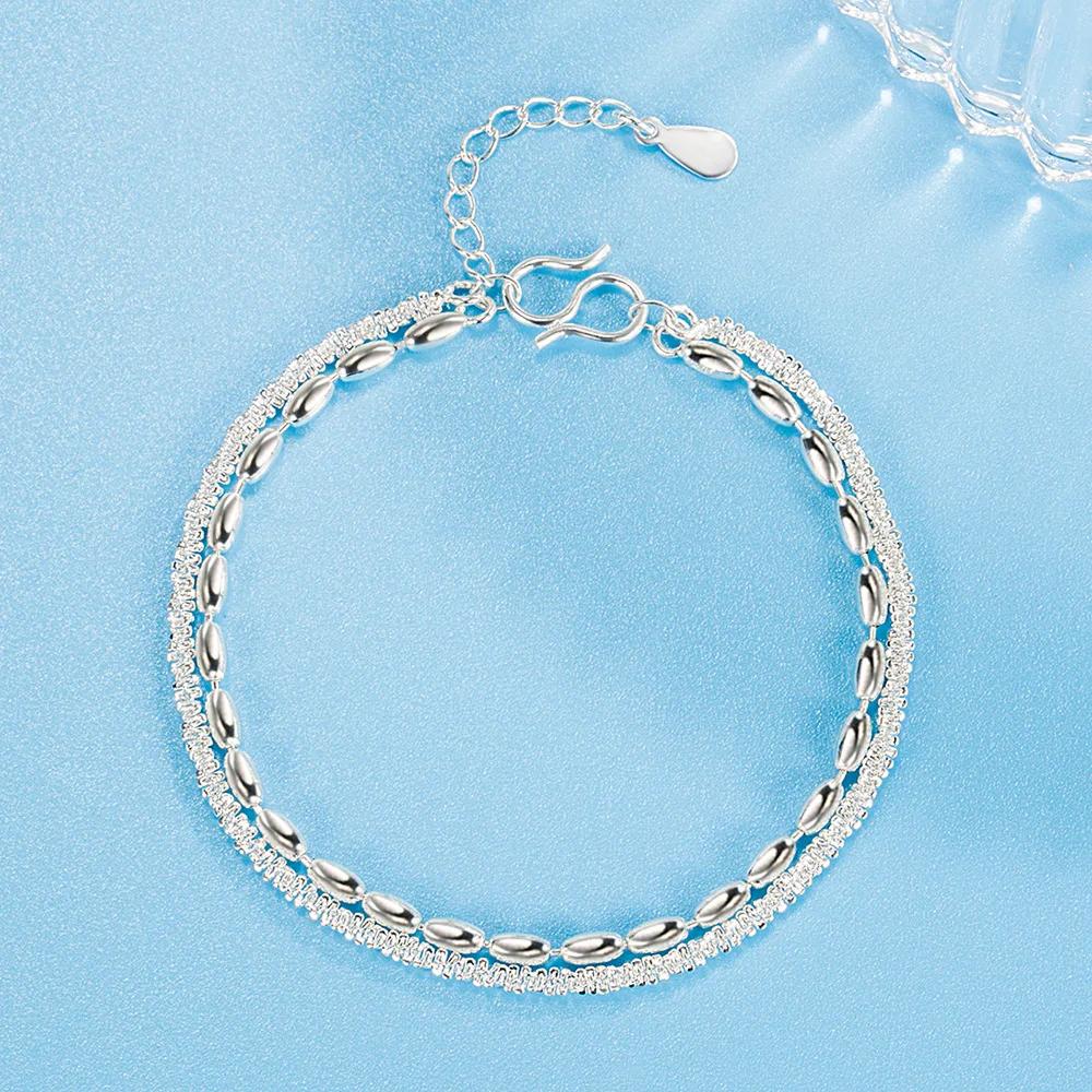 Bracciale Rotante Romano a Doppio Strato di Lusso per Donna Braccialetti a Catena alla Moda Bracciale Colore Argento Regali di Matrimonio Sposa