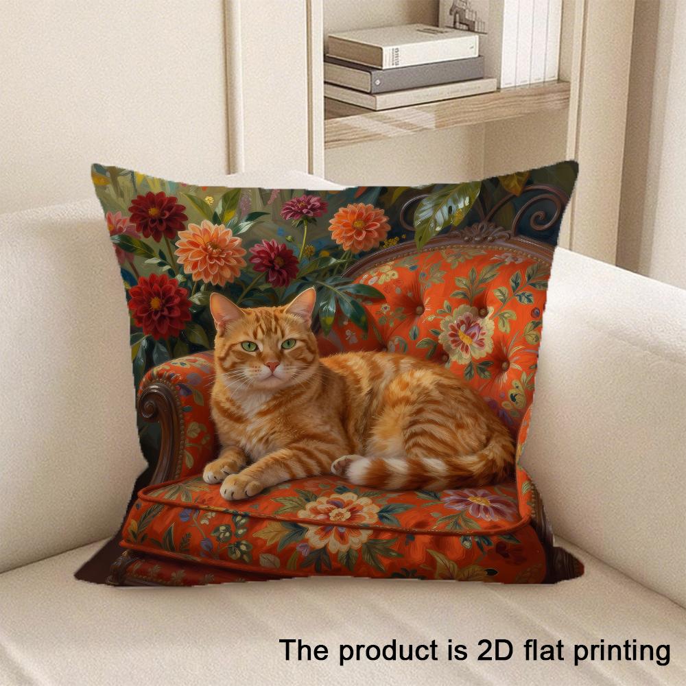 1pc Adorable Pet-Printed 2D Flat Printing Pillowcases Sofa cushion cover home bedroom room decoration