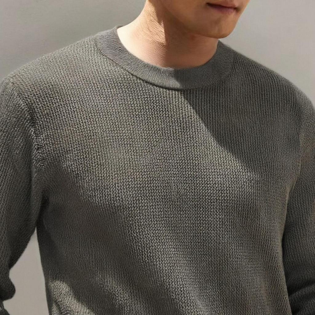 Old Money Style Men's Round Neck Long Sleeve Knit Sweater - Autumn/Winter Casual High-End Feel