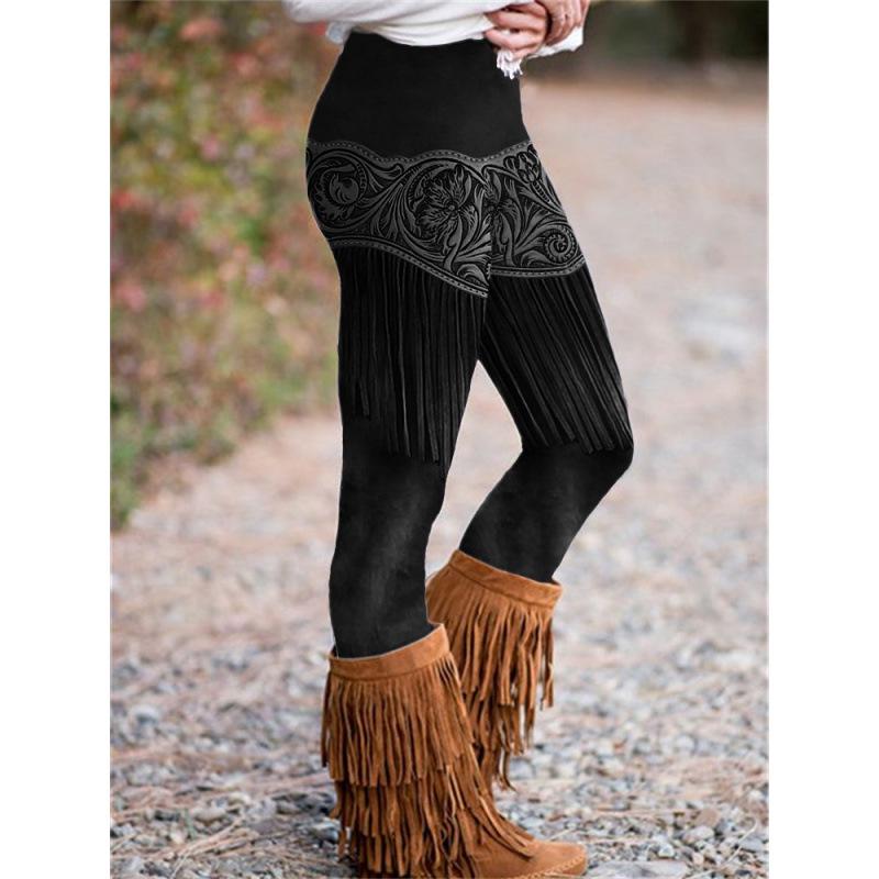 High-Waisted Black 3D Print Yoga Pants: Slimming & Tight Fit for Fitness