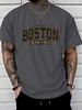 Unisex Sommer 100% Baumwolle Modisch Lässig Locker Übergröße Boston Buchstaben Aufdruck Sport Rundhals Kurzarm T-Shirt Oberteil