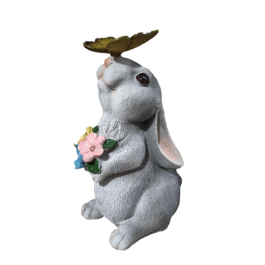Solar Rabbit Statue: Creative Cartoon Garden Ornament for Courtyard Landscaping