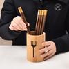 Drain Bamboo Silverware Organizer Utensil Holder Kitchen Countertop Chopstick Tube Hotel Restaurant Tableware Storage Bucket
