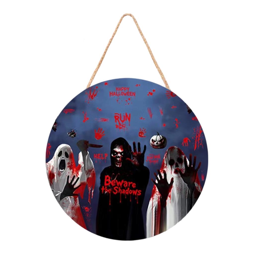 Halloween Wooden Hanging Sign for Home Yard Front Door Party Atmosphere Decoration Suitable for Indoor Outdoor Use