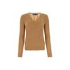 Polo V-Neck Solid Long Sleeve Knit Sweater Women Sweater Camel 211910422002-233