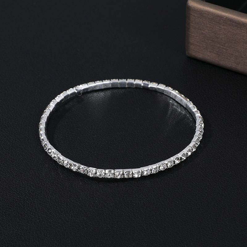 Jewelry Full Diamond Single Row Elastic Bracelet Bridal Versatile Rhinestone Bracelet Claw Chain Diamond Bracelet