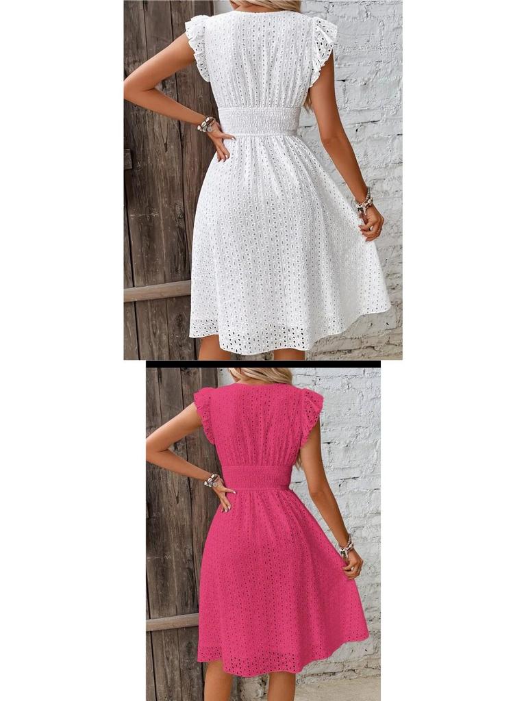 European & American Multi-Color Ruffle Sleeve Summer Dress