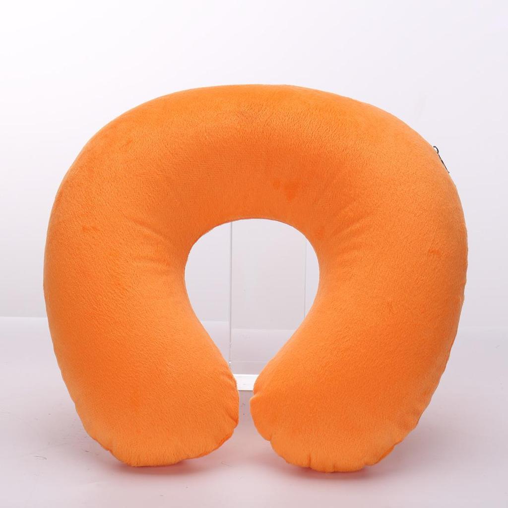 Promotional Inflatable U-Shaped Travel Neck Pillow with Plush Outerwear