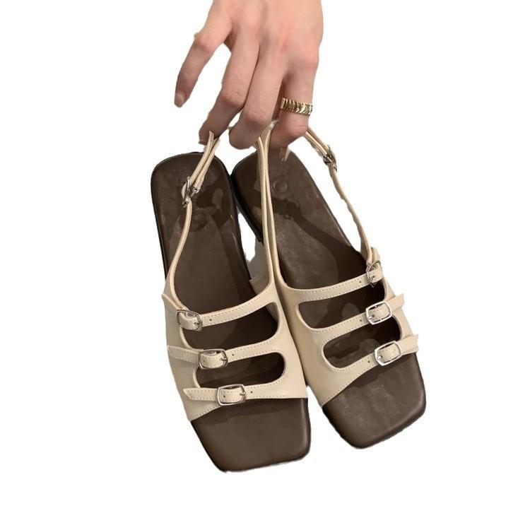 Roma Flat Sandals For Women Summer Fashion Pu Hollow Out Beach Shoes
