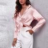 Langarm-Satinbluse für Damen Büro Elegantes Hemd