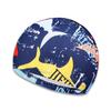 Adult Black Printed Fabric Swim Cap for Hot Springs