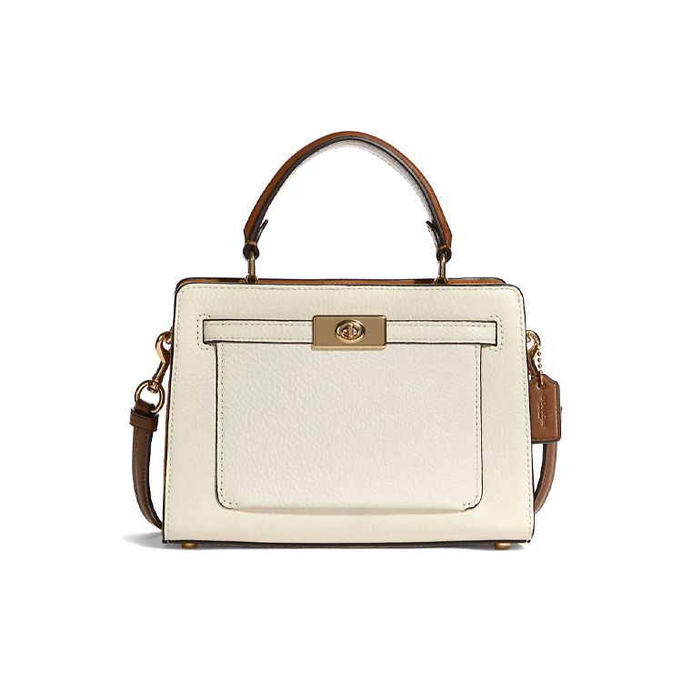 

Coach Lane 20 Fashion Color Block Gold Buckle Smooth Pebble Leather Tote Shoulder Crossbody Bag Medium Women bags Chalk-White Copper C8319-IMTVF Basic Set (Bag+Dust Bag)