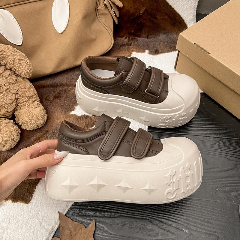 

Muffin casual platform bread shoes dissolving shoes small man 2025 autumn and winter fashion board shoes flat white shoes women s shoes 40 коричневый