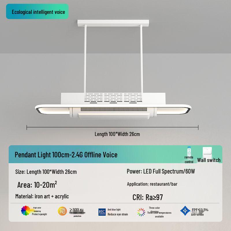 Smart Tricolor Leafless Ceiling Fan Light with Voice Control for Living Room & Bedroom - 110V