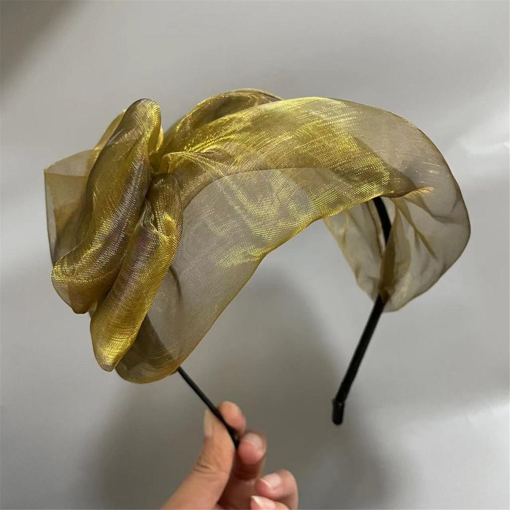Mesh Bowknot Headband Elegant French Hairband Hair Styling Accessories for Women Aesthetic Formal Banquet Hairhoop