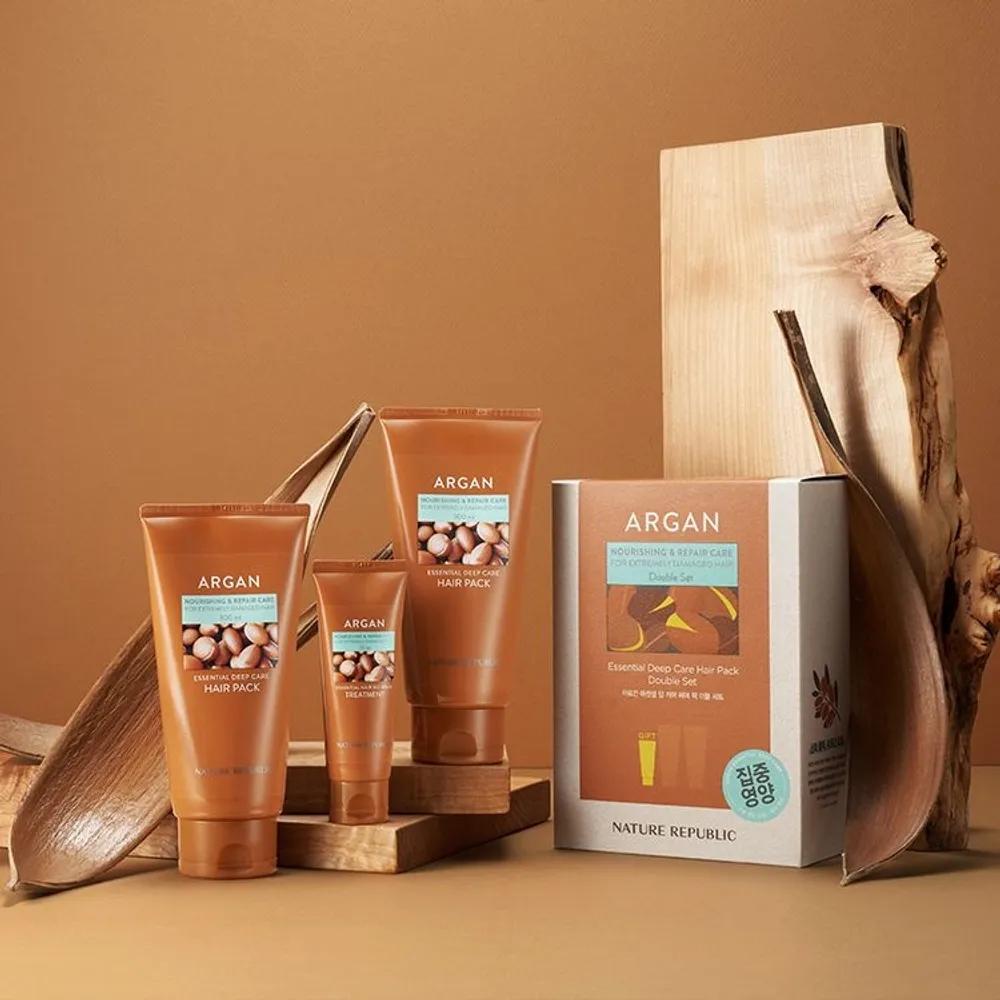 

[1+1] Argan Essential Deep Care Hair Pack 300ml x 2 and No-Wash Treatment 70ml Double Set