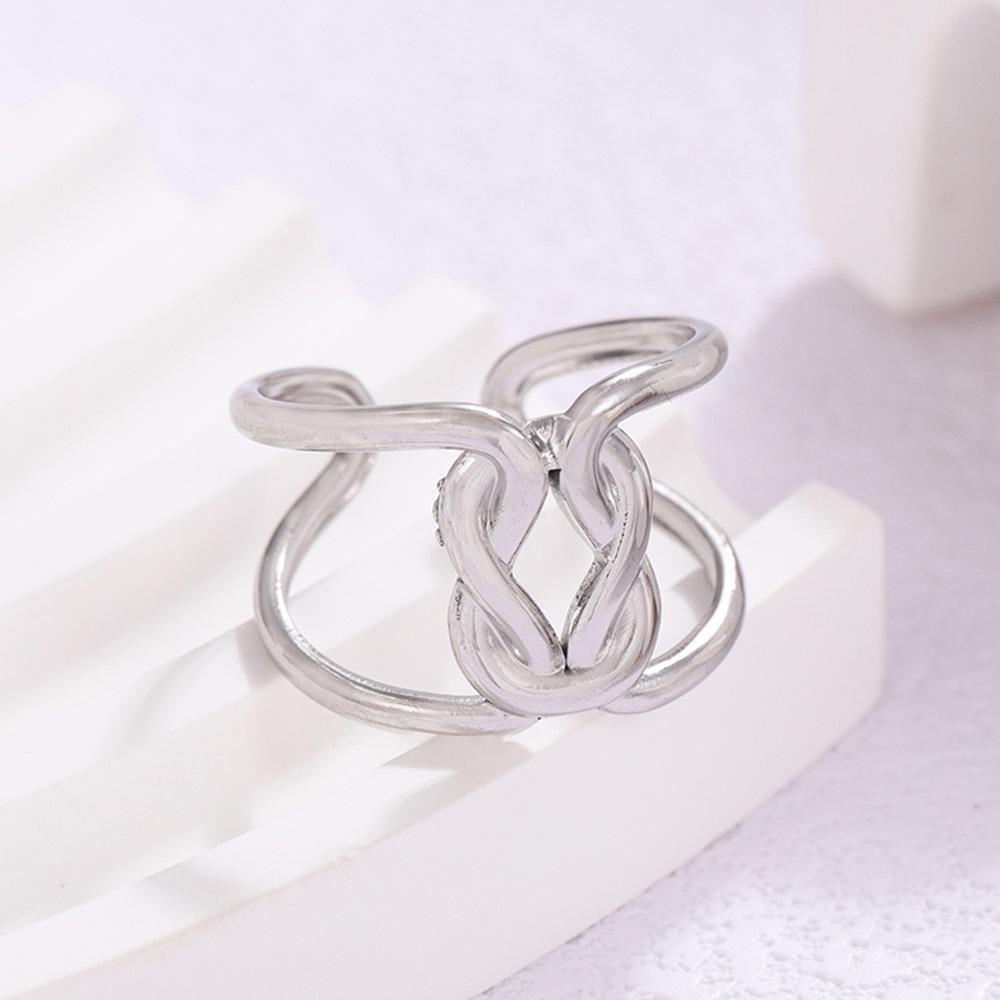 Simple Stainless Steel Hollow Geometric Women s Open Ring - Personalized Titanium Design