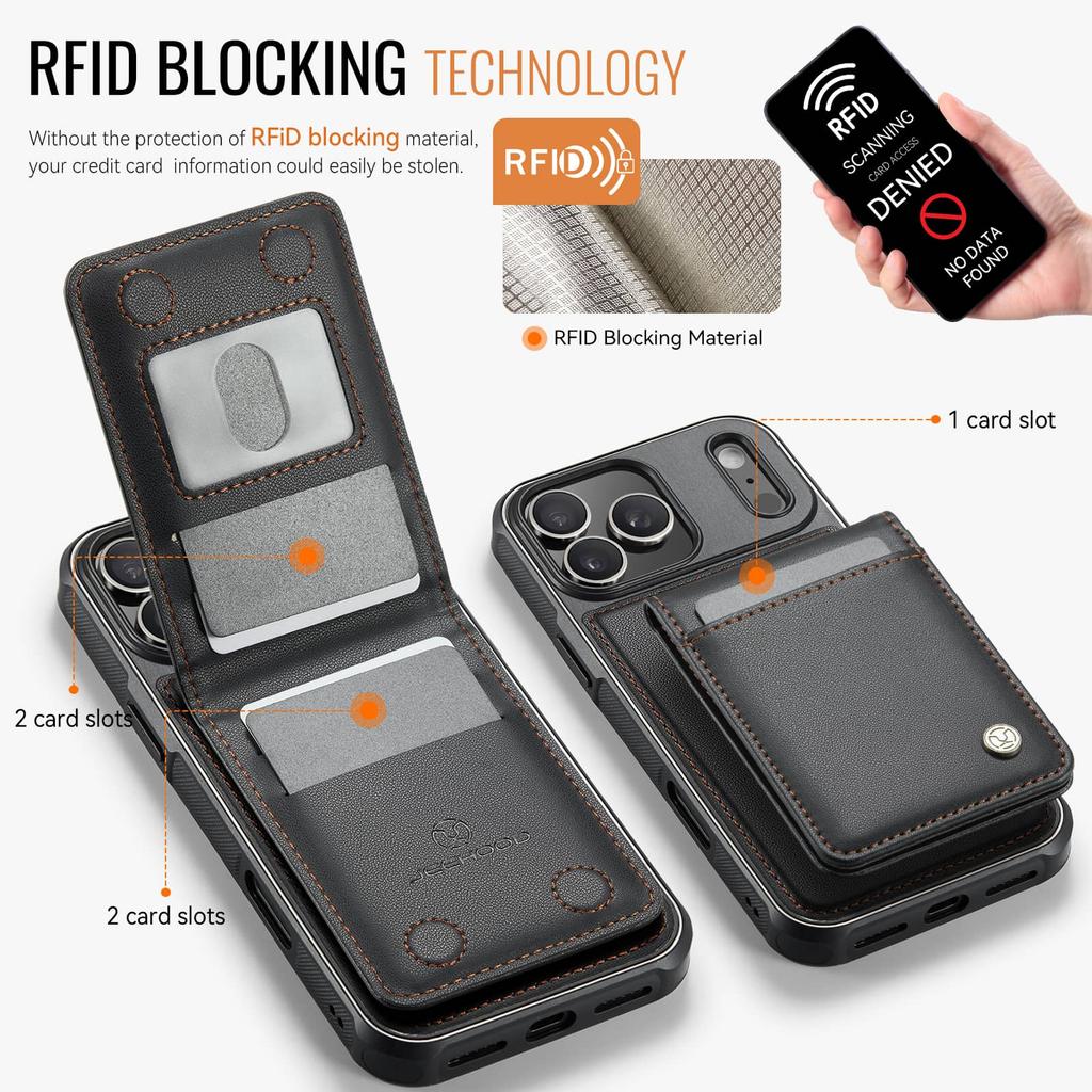 Magnetic 2 in 1 Detachable for iPhone 17 16 Pro Max 16 Plus Wallet Case with Card Holder, Magnetic Flip Kickstand Credit Slots